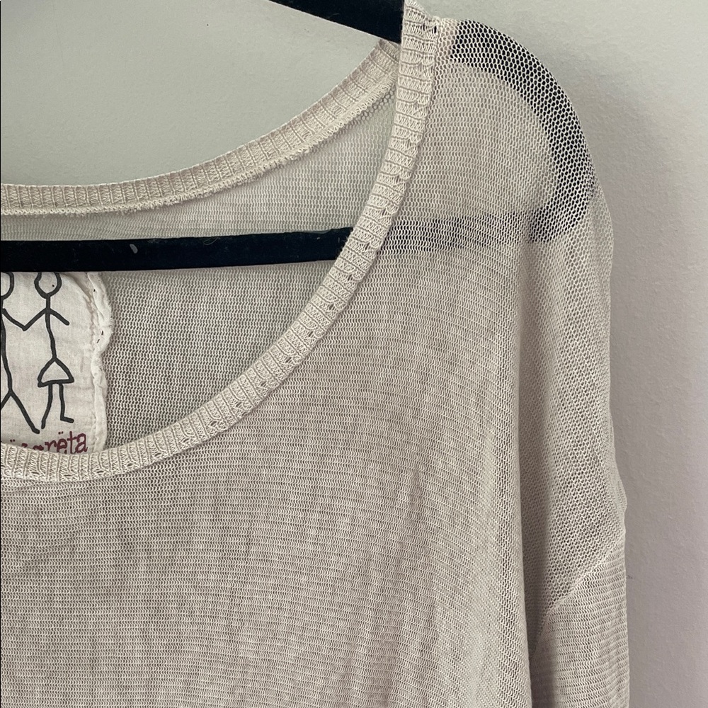 Pete & Greta Johnny Was Tan Linen Mesh Top‎ • M (oversized) - Picture 2 of 4